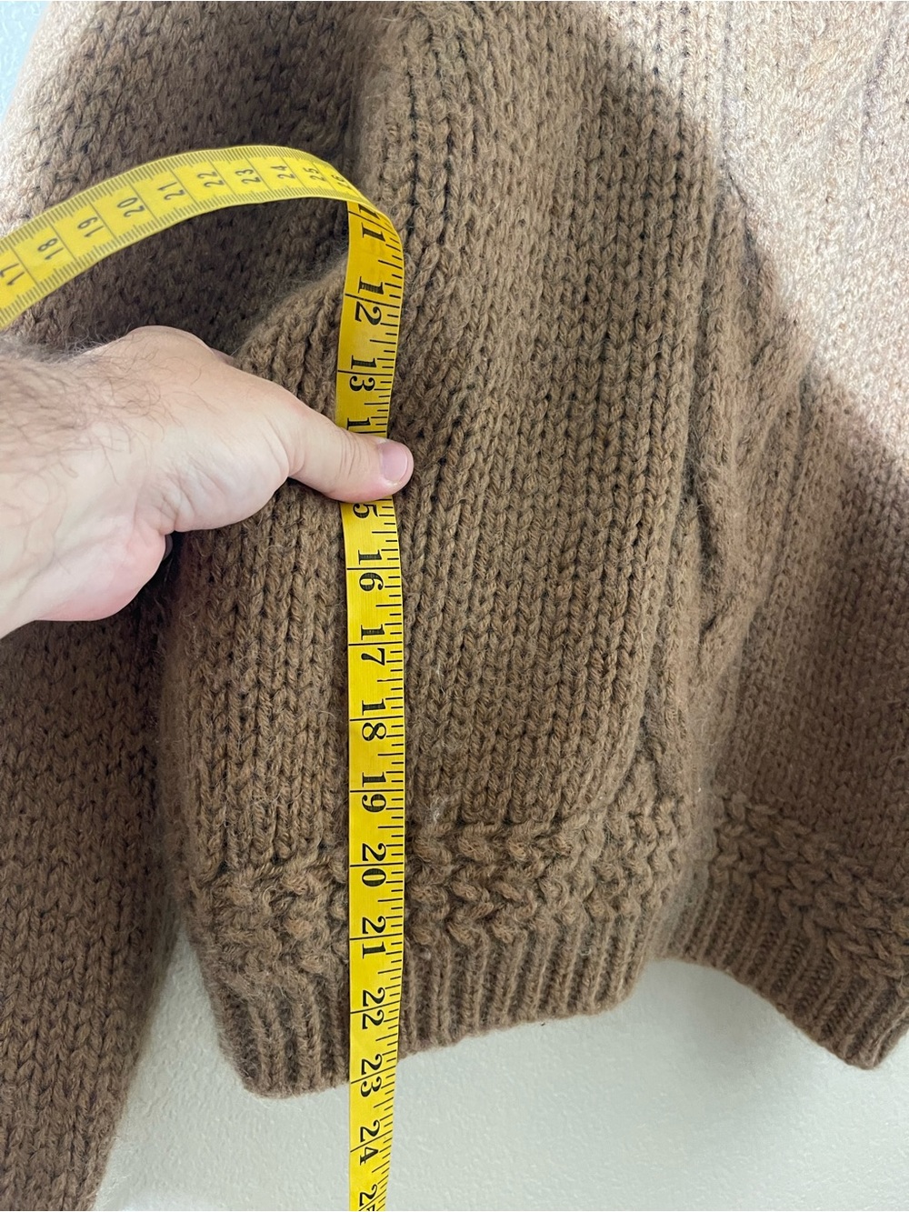 Sezane Camel Brown Cable-Knit Puff Sleeve Sweater - Picture 5 of 5